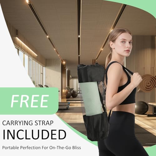 Thick TPE Yoga Mat for Beginners, Non-Slip Cushioned Yoga Mat with Carrying Strap for Pilates, Stretching and Home Workout