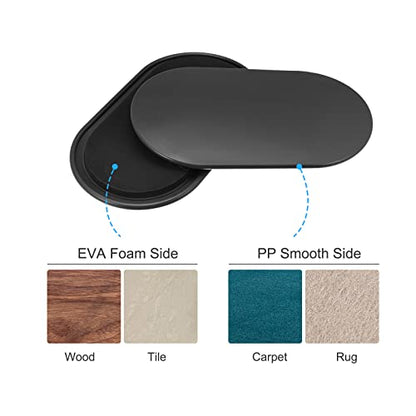 Generic Exercise Core Sliders, Oval Glider Discs with Feet Covers, Dual Sided Usage in Home Gym for Full Body Workout, Black