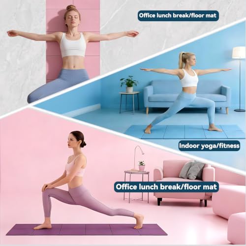 Foldable Yoga Mat Thick Non-Slip Exercise Mat - color: blue