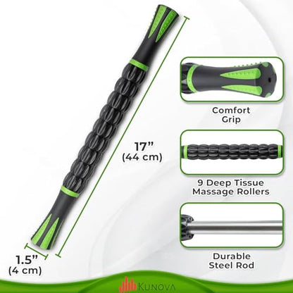 (TM) Muscle Roller Stick - Massage Tool for Releasing Myofascial Trigger Points, Reducing Muscle Soreness, Soothing Cramps and Relieving Muscle Pain