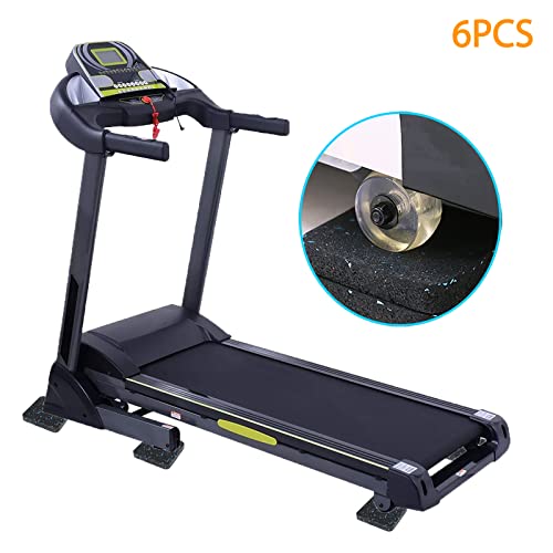 Treadmill Mat Pads - 6 PCS Shock Absorbing Rubber Pads for Treadmill and Fitness Equipment - Heavy Duty Floor Protector for Home Gym - Non-Slip Stability for Hardwood Floors - 3.94"x3.94"x0.5"