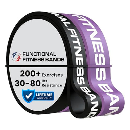 Pull Up Assist Bands Set by Functional Fitness. Heavy Duty Resistance and Assistance Training Band - color: Combo Pack- #3 Black and #4 Purple