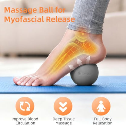 Massage Lacrosse Balls for Myofascial Release, Trigger Point Therapy and Yoga Therapy, Foot Massage Ball to Relieve Plantar Fasciitis Gray - color: Gray