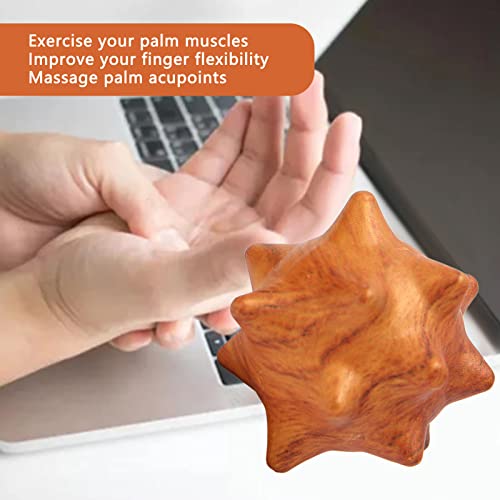 2pcs Hand Massage Ball, Wooden Palm Relaxing Spiky Textured Acupoint Massage Balls for Elderly, Magic Massage Ball Set for Myofascial Point Release Deep Tissue Massage