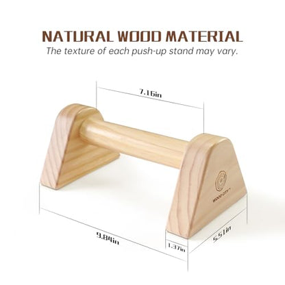 2 PCS Wood Push Up Bars Stands with Non-Slip Base, Supports Aerobics and Upper Body Strength Training for Men and Women, Joint-friendly Beech Wood Home Fitness Equipment