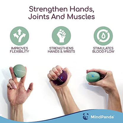 Mind & Body Stress Balls for Adults - Multi-Density Squeeze Balls for Hand Therapy & Grip Strengthening - Stress & Anxiety Relief - Choose 3-Ball (Soft, Medium & Hard) or 2-Ball (Soft & Hard) Sets