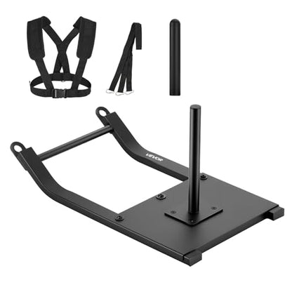 VEVOR Football Sleds and Chutes, Weight Sled, Football Training Pull Push Running Sled, Fitness Workout Sled Push Gym Equipment, Adjustable Height Handle, Compatible 1/2 in Weight Plates
