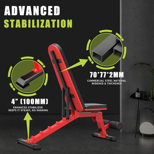 CRYSTAL FIT 1200LB Weight Bench, Heavy Duty Adjustable Weight Bench for Full Body Workout, Foldable Strength Training Bench for Home Gym Dumbbell Exercise