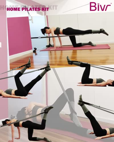 Portable Pilates Home Kit - Home Workout Equipment with Designed Pilates Loop Straps, Fabric Long Resistance Exercise Bands, Door Anchors and Aluminum Carabiners for Working Out as in Reformer