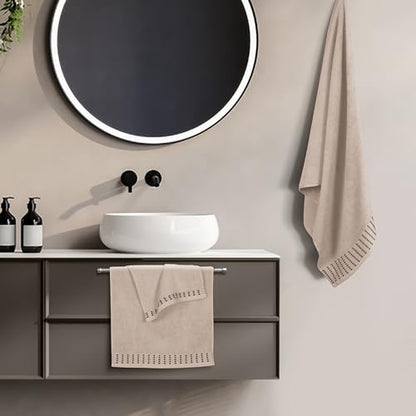 MALLONI HOME Ultra Soft 3 Pack Cotton Towel Set, Contains a Bath Towels 28x55 inch, a Hand Towels 16x24 inch & a Wash Coths 12x12 inch, Ideal Everyday use, Compact & Lightweight - Tan - color: Tan, size: 3 Pack Set