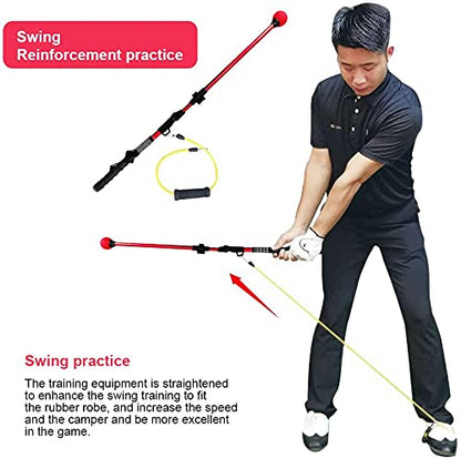Golf Swing Trainer,Portable Collapsible Trainer, Improve Swing Posture,Folding Posture Corrector Aid Posture Correction Swing Stretchable Stick with Wide Angle, Golf Grip Swing Trainer aid (A) ﻿