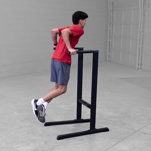 Body-Solid (GDIP59B) Dip Station - Heavy-Duty Steel Dip Bars with Slip-Proof Grips - Adjustable & Stable Pull-Up Stand for Strength Training - Powder Coated Fitness Equipment, Black