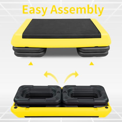 Exercise Workout Aerobic Step Platform Trainer, 28.5" Aerobic Stepper with 4"-6"-8" Adjustable Height Risers