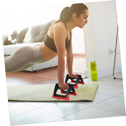 FRCOLOR Push-up Rack Bars for Men and Women, Rotating Push-up Stand with Non-slip Base, Red Metal Push-up Bracket Pair for Home Fitness Strength Training Equipment