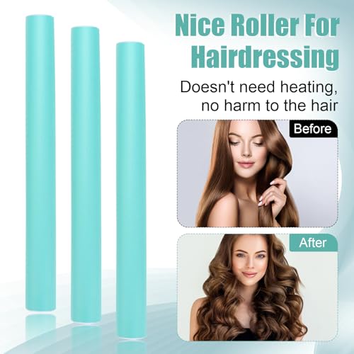 18 Pcs Heatless Hair Curlers 9.45 x 1 Inch Flexible Curling Rods Soft Foam Rollers No Heat Bendable Hair Rods Roller for Women Short Medium Long Hair, Sleep-In (Random Color) - color: 9.45" x 1"