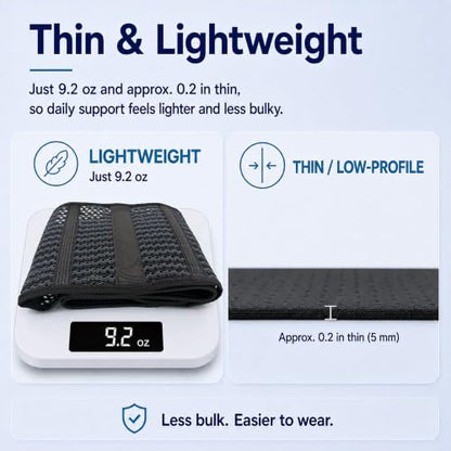 Breathable Thin Back Brace for Women, Adjustable Lower Back Support Belt for Everyday Pain Relief, Slim Low-Profile Lumbar Brace with Gentle Compression, Comfortable Under Clothes