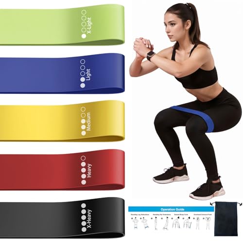 Resistance Loop Exercise Bands for Home Fitness, Yoga Pilates, Stretching, Strength Training, and Physical Therapy - Elastic Bands Set Workout Bands for Women&Men (5pcs Set) - color: Colorful