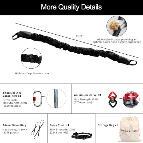 PRIOR FITNESS Bungee Fitness Set Yoga Bungee Cord Rope Resistance Air Dance Rope Exercise Fitness Home Gym Professional Training Equipment - size: XXL(198-220 pounds)