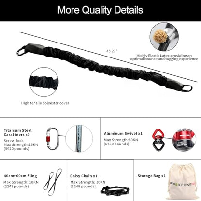 PRIOR FITNESS Bungee Fitness Set Yoga Bungee Cord Rope Resistance Air Dance Rope Exercise Fitness Home Gym Professional Training Equipment - size: XXL(198-220 pounds)