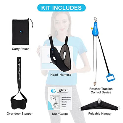 Cervical Neck Traction Device for Home Use, Portable Neck Stretcher Hammock Over Door for Neck Pain Relief, Neck Sling for Spine Decompression
