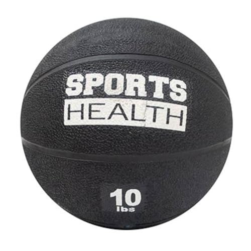 Sports Health™ - Medicine and Exercise Ball, Durable Rubber & Consistent Weight Distribution; for Strength, Balance, and Core Training - Textured Surface for Increased Grip - size: 10 lbs
