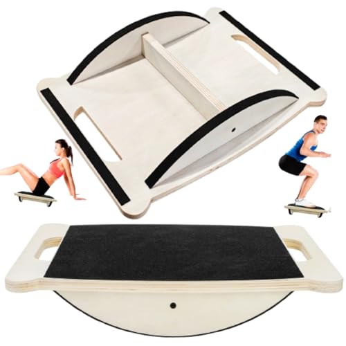 Wooden Balance Board, 350LBS Wobble Board with Handle for Adults, Anti-Slip Rocker Boards for Physical Therapy & Core Strength, Balancing Boards for Office Standing Desk