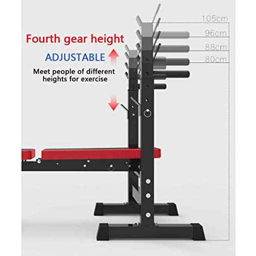 Dip Stands Weightlifting Bed Household Folding Weightlifting Bed Bench Press Rack Multifunctional Barbell Rack Small Professional Training Bed Dumbbell Stool Fitness Equipment ，Black-58x38x80~105cm