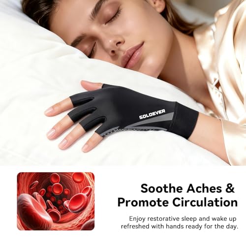 Copper Compression Gloves, Fingerless Arthritis Gloves for Men & Women, S - size: S-pair