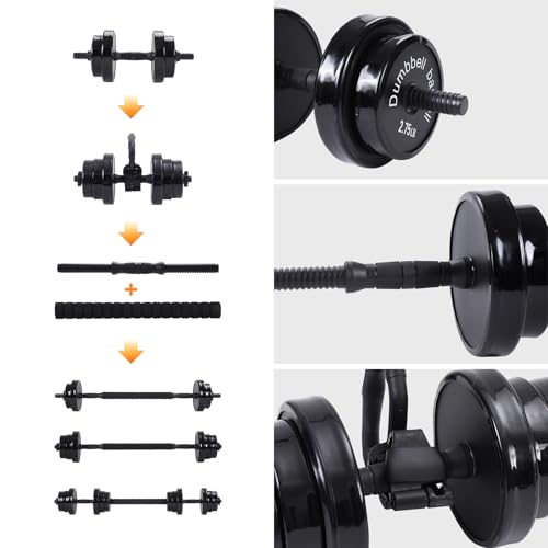 Nice C Weights, Dumbbell Set, Kettlebells, Adjustable Dumbbells, Barbell Weight Set, 20-40-50-70LB 3-in-1 set, Non-Slip, All-purpose