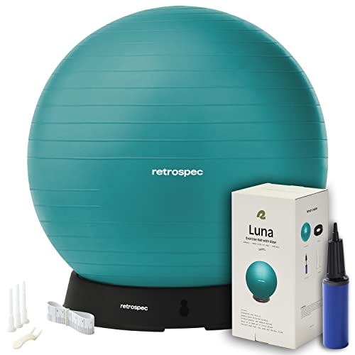 Retrospec Luna Exercise Ball with Pump - Anti-Burst Fitness Equipment for Yoga, Core Training & Stability - Home Gym Swiss Ball for Office & Pregnancy - color: Turquoise, size: 75cm