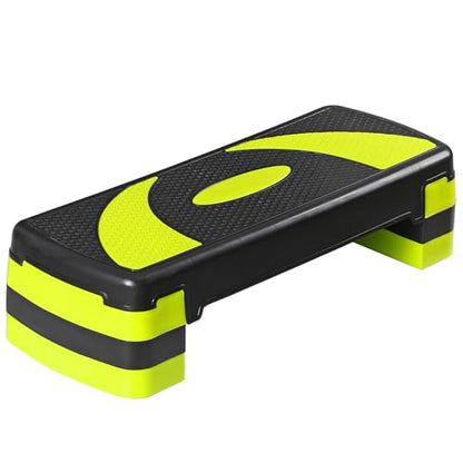 LEMY Adjustable Workout Aerobic Stepper, Exercise Step Platform for Home, Fitness, Gym, Strength Training - color: Black/Yellow