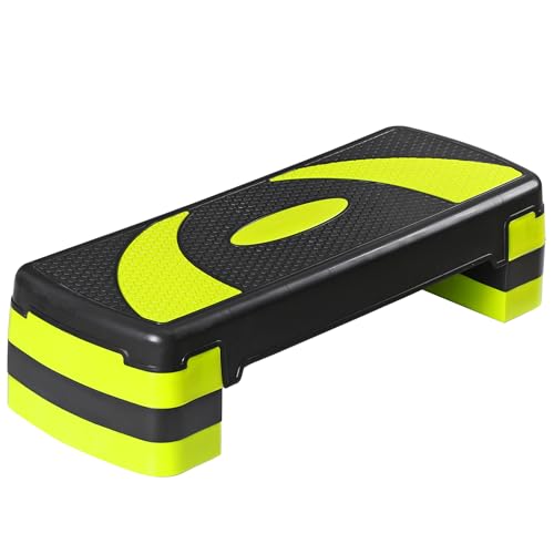 LEMY Adjustable Workout Aerobic Stepper, Exercise Step Platform for Home, Fitness, Gym, Strength Training - color: Black/Yellow