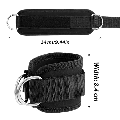 2 Pcs Wrist Cuffs Lifting Straps with D Rings, Weight Lifting Straps Wrist Strap for Weightlifting Adjustable Gym Weightlifting Strap for Cable Machines Strength Training Bodybuilding Deadlifting