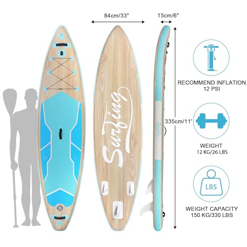 YUSING Inflatable Stand Up Paddle Board, Non-Slip Deck SUP Paddle Board with SUP Accessories & Backpack, Portable Standing Boat for Youth & Adult