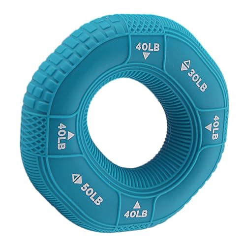 COHEALI Hand Grip Strengthener Ring Set, Silicone Finger Massage Grip Trainer with 30-40-50lb Resistance for Forearm Workout, Wrist Rehabilitation, Stress Relief in Light Blue