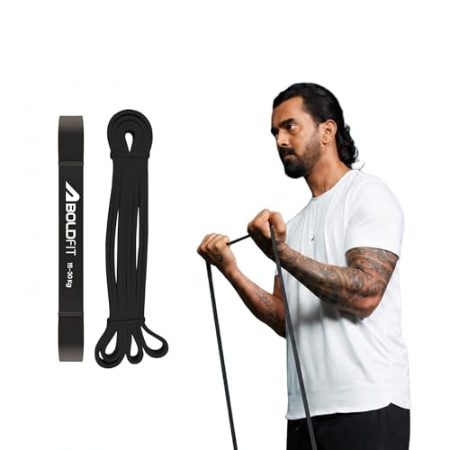 Boldfit Heavy Resistance Band for Exercise & Stretching, Pull Up Band Suitable in Home & Gym Workout, Power Bands for Men & Women. (Black 15-30 kg Resistances)(Material: Natural Rubber )