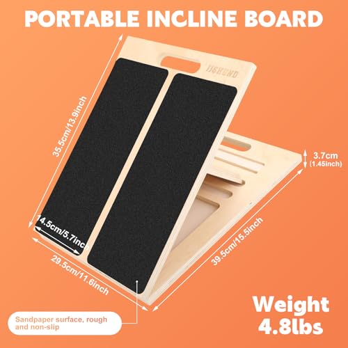 Slant Board for Calf Stretching, Adjustable Wooden Calf Stretcher Incline Board, Calf Stretch Board for Squats Leg Knees Heel Ankle Stretching
