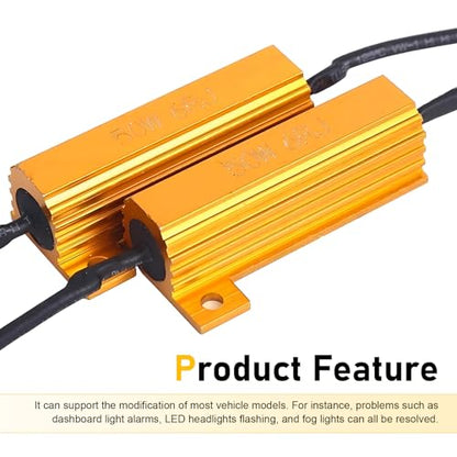2PCS Car LED Light Bulb Decoders, 9005/9006 50W 6Ohm LED Load Resistor Kit, Headlight Anti Flicker Error Decoder, Universal Car Fog Turn Signal Bulb Load Resistor Relay Harness Adaptor(Black)