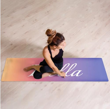 Custom Name Yoga Mat,Personalized Travel Yoga Exercise Mat,Non Slip,Perfect for Kids & Adults,Gradient Color D Series - color: Style 15
