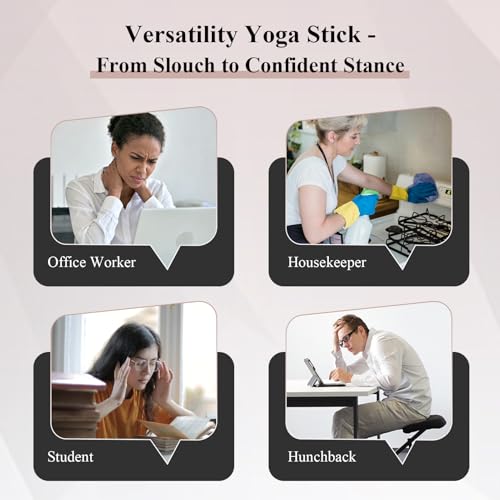 Yoga Stick for Stretching, 5ft Exercise Stick for Mobility & Flexibility, Bamboo Stretch Bar and Posture Pole with Non-Slip Grip - Includes Free Video Guide - color: Black