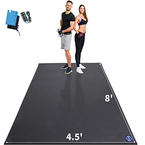 MRO Extra Large Exercise Mat 8'x4.5'/7'x4.5'/6'x4.5'(7mm) - color: black, size: 8*4.5 FT