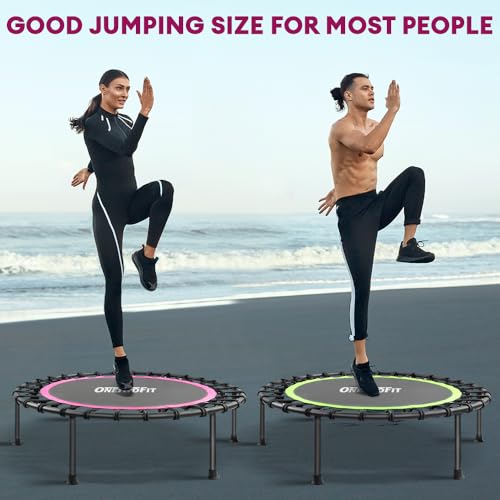 ONETWOFIT Mini Rebounder Trampoline for Adults with Bar, Adjustable Handle - color: Pink