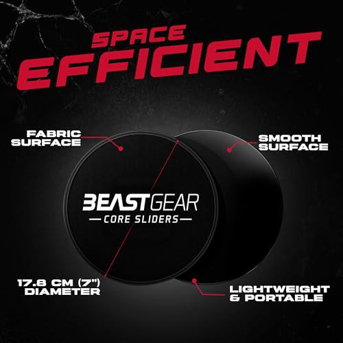 Core Sliders by Beast Gear – Double Sided Gliding Discs for Abdominal Exercises - Carpet and Hard Floors
