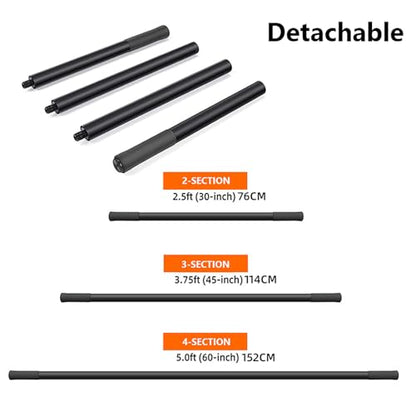 Detachable Steel Yoga Stick Flexibility Exercise Rod Workout Equipment for Stretching, Mobility Workouts Easy to Use Portable Yoga Stick with Nonslip Handle