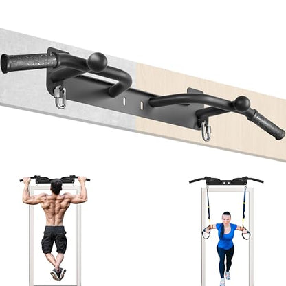 Wall Mounted Pull Up Bar - Heavy Duty Chin Up Bar, Pull-Up Bar for Garage, Joist, Wall Mount - Multifunctional Fitness Bar, Supports up to 600 Lbs - color: Black
