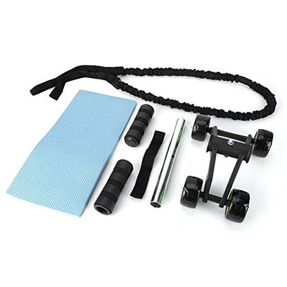 Ab Roller for Abs Workout - 4 Wheel AB Wheel Roller - Workout System - with Knee Protection Pad - Home Gym Workout Exercise Equipment - Abdomen Muscle Training - for Men/Women(Green+Black)