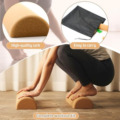 Cork Balance Board – Natural Cork Anti‑Slip Balance Trainer for Foot & Ankle Strength, Improve Stability, Mobility & Core Training | Yoga, Pilates, Physical Therapy, Rehab Exercise Board