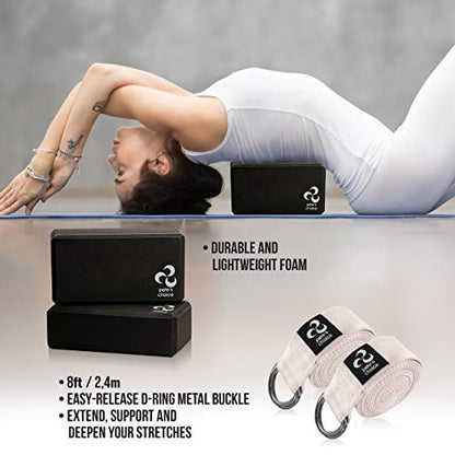 2-PACK or 5-PACK Yoga Exercise Adjustable Straps 8Ft | BONUS eBook | with Durable D-Ring For Pilates & Gym Workouts | Hold Poses, Stretch, Improve Flexibility & Maintain Balance