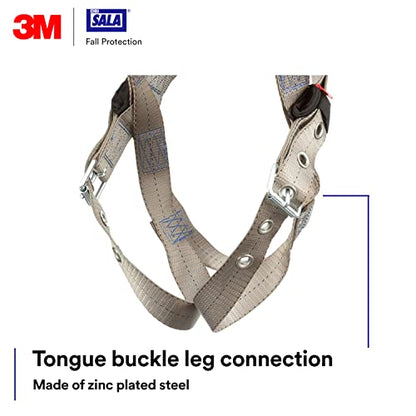 3M DBI-SALA ExoFit X100 Comfort Vest Safety Harness Fall Protection, OSHA, ANSI, General Purpose, 1 D-Ring, Tongue Buckle Leg Strap, Pass-through Chest Buckle, Zinc Plated Steel, 1401001, Medium - size: Medium
