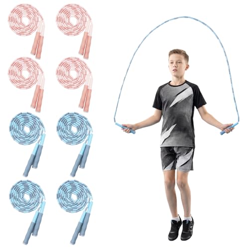 8 Pack Beaded Jump Rope for Kids, Tangle-Free Upgraded Segmented Jumping Rope for Workout, Adjustable Skipping Rope Speed Rope for Men Women with Soft Non-slip Handles